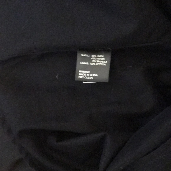 Antonio Melani Black Linen Surplice V-Neck Short Puff Sleeve Wrap Tie Dress - Picture 10 of 10